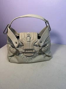Bolso de Hombro Jimmy Choo Hebilla Tachonada Tulita Hobo Lona Tostada - Imagen 1 de 20