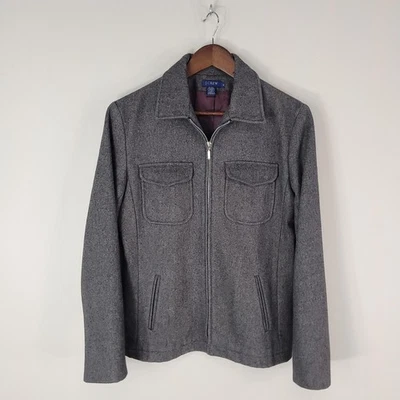 Vintage J Crew Jacket Mens Medium Gray Wool Zip Front Lined Utility Pockets Coat - Image 1 of 4