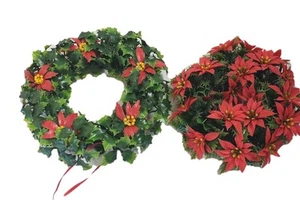 Vtg Christmas Wreath Candle Ring Plastic Green Holly Lot Kitch Decor Poinsettia - Picture 1 of 15