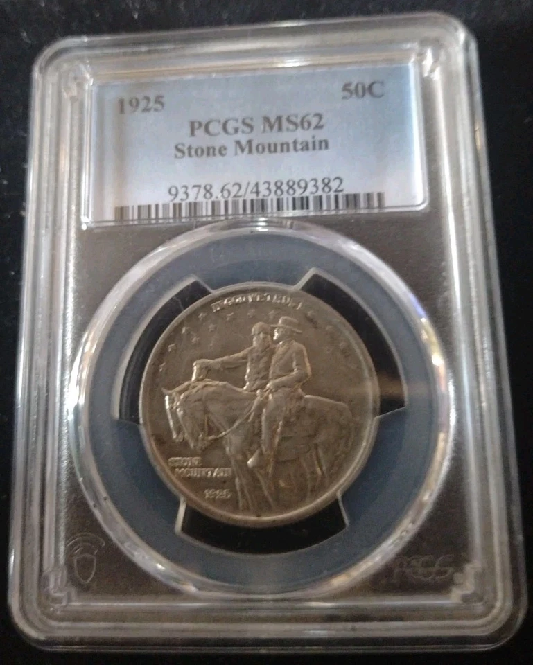 Medio dólar de plata conmemorativo Stone Mountain 1925 graduación profesional MS 62, EE. UU. 50C moneda Foto 1 de 2
