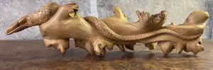 Statuina serpente in legno radice di burl intagliata a mano vintage decorazione casa 12" biologica - Foto 1 di 16