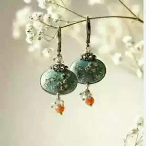 Earrings Fashion Jewelry Ear Hook Dangle 925 Silver Women Retro Drop Handmade - Picture 1 of 3