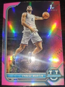 2021-22 Bowman University Tyrese Martin 1st RC Rookie #36 Pink Refractor Hawks - Picture 1 of 2