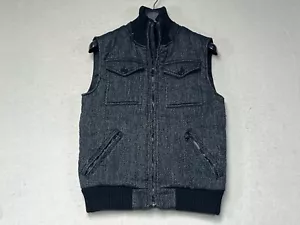 Zara Black Full Zip Lined Quilted Puffer Vest Jacket Men's Gorpcore Size Medium - Picture 1 of 9