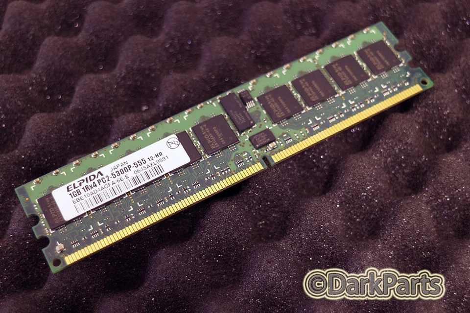 Elpida EBE10AD4AGFA-6E-E PC2-5300P-555 12-HO 1GB Server Memory RAM - Photo 1/1