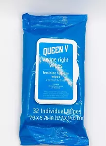 Queen V Swipe Right Feminine Hygiene Coconut Oil Aloe Flushable 32 Count - Picture 1 of 3