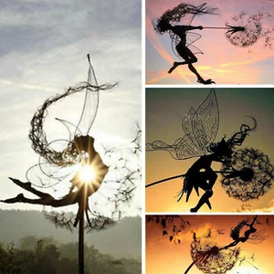 Outdoor Fairies Dandelions Dance Together Statue Garden Ornament Sculpture Decor - Picture 1 of 26
