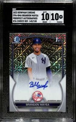 2023 Bowman Chrome HTA Choice Refractor Brando Mayea Rookie Auto 145/150 SGC 10 - Image 1 of 2