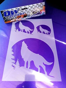 Wolf heult im Mond Mylar Schablone Kunsthandwerk Airbrushing - Bild 1 von 1