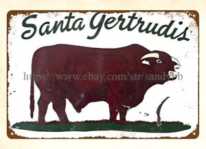 artwork store Santa Gertrudis Bull cattle livestock farm metal tin sign