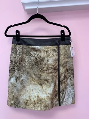 NEW W by Worth 4 Medium Cotton Faux Leather Designer Womens Mini Skirt NWT - Image 1 of 4