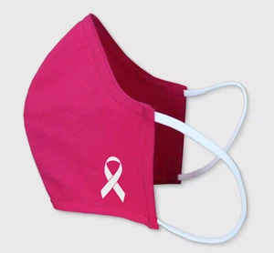 Breast Cancer Ribbon - Face Mask Adult Youth Fashion 2 Layers + Pocket - Picture 1 of 1