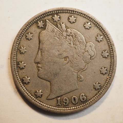 1906 LIBERTY HEAD 5 CENTS *AKA V NICKEL* - FREE SHIPPING! - A2962 Cover