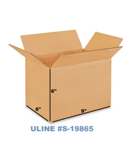 (12) ULINE #S-19865 9" x 6" x 6" 32ECT Corrugated Packing & Shipping Boxes - Picture 1 of 1