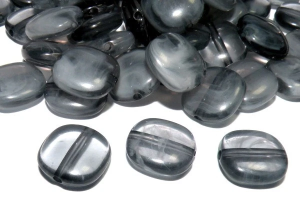 Flat Square Bead 12mm - Grey Clouds - Pack of 20 - Image 1 of 1