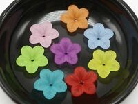 50 Mixed Color Frosted Acrylic 3-Petal Flower Bead Cap 22mm Jewelry Flower Make