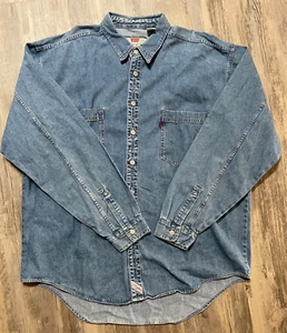 Vtg Levis Shirt Mens XL Blue Denim 90s Red Tab Western Work Retro - Bild 1 von 7