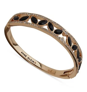 Anne Klein Boxed Gold-Tone Crystal Hinge Bangle Bracelet NEW BEAUTIFUL - Picture 1 of 6
