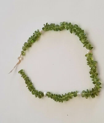 Green Peridot Chip and Cultured Pearl Bracelet - Image 1 of 4