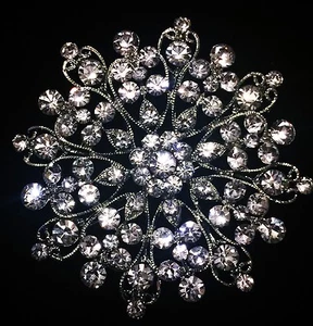 USA BROOCH PIN Rhinestone Crystal Gemstone Bridal Wedding Queen Star Silver 16 - Picture 1 of 2