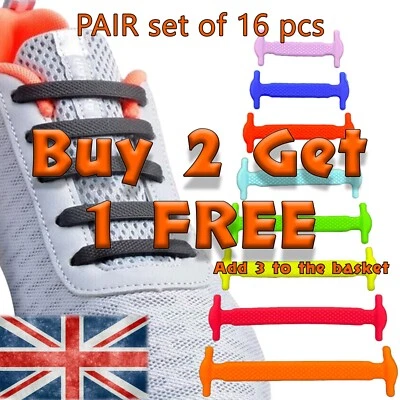 Elastic Shoe Laces No Tie Silicone Rubber shoelaces trainers shoes Adults & Kids - Image 1 of 4
