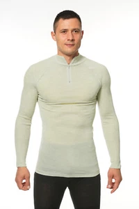 Merino Wool Men's Thermal Base Layer Long Sleeve Shirt Turtle Neck Gray Zipper - Bild 1 von 3