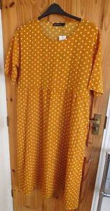 ZANZEA MUSTARD WHITE SPOT MIDI DRESS M NEW WITH TAG 14/16? - Picture 1 of 2