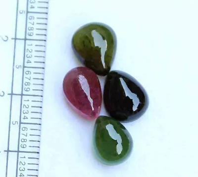 10.70 Ct 100% Natural Multi Color Tourmaline Pear Cabochon Loose Gemstone - Image 1 of 4