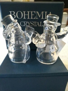 Set De Sal Y Pimienta En Cristal Bohemia Muñecos De Nieve - Imagen 1 de 9