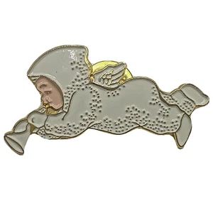 Department 56 Snowbabies Anstecknadel Pinch Back Brosche Vintage 1993 Emaille Engel - Bild 1 von 7