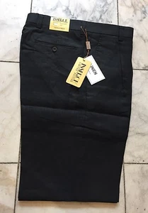 NWT INSERCH PLEATED 100% LINEN BLACK PANTS MENS SIZE 54 - Picture 1 of 4