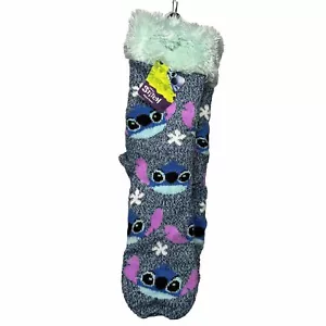 NEW Disney Stitch Big Face Faux Fur Lined Slipper Socks Women’s 4-10 NWT - Picture 1 of 8