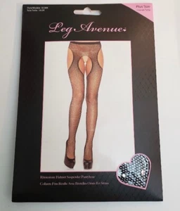 Leg Avenue Rhinestone Fishnet Suspender Pantyhose Plus Size 1X/2X New - Picture 1 of 8