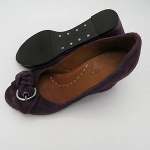 GENTLE SOULS Gabe's Bow Purple Suede Peep Toe Wedge Heels Shoes Women's US 7 Med - Picture 1 of 10