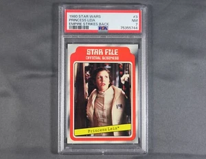 1980 Topps Star Wars Empire Card #3 Star File Princesa Leia PSA 7 casi nuevo - Imagen 1 de 3