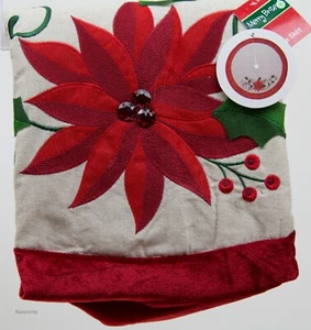 Merry Brite 48 in Diameter Christmas Poinsettia Tree Skirt NWT - Picture 1 of 1