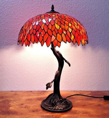 Tiffany Tischleuchte Schreibtischlampe orange  Ø 40 cm Tischlampe m101 - Bild 1 von 4