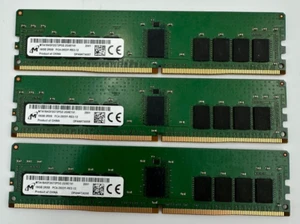 (LOT OF 3) MICRON 16GB 2RX8 PC4-2933Y-RE2-12 MEMORY RAM MTA18ASF2G72PDZ-2G9E1VI - Picture 1 of 4