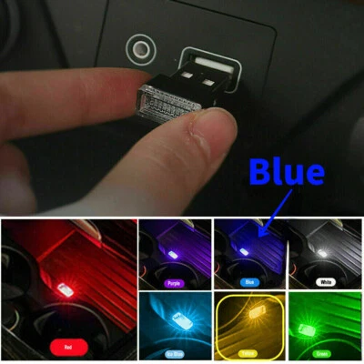 1x Blue Mini USB LED Car Accessories Interior Light Neon Atmosphere Lamp Bulb US - Image 1 of 4