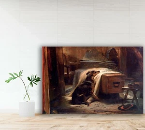 Old Shepherd's Chief Mourner - Edwin Landseer - Printed Canvas Picture Wall Art - Picture 1 of 4