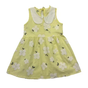 Gelbes Kleinkind Kleid Größe 4T Mädchen Blumen ärmellos Swing Sommerkleid leicht - Bild 1 von 6