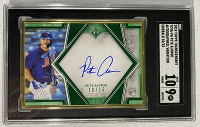 2019 Topps Transcendent Pete Alonso Rookie Green 10/15 Auto Autograph SGC 9 B2K9 - Image 1 of 4
