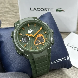NEW✅ Lacoste LC33 Analog and Digital Green Silicone Strap Men Watch 45mm 2011367 - Picture 1 of 14