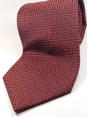 HENRY JACOBSON Handmade 100% Silk Tie Men's Navy Blue Red Brown Gold Necktie NEW - Image 1 of 4