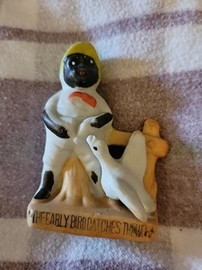 Vintage Black Boy & Goose Bisque Porcelain 1950 Figurine Early Bird - Picture 1 of 5