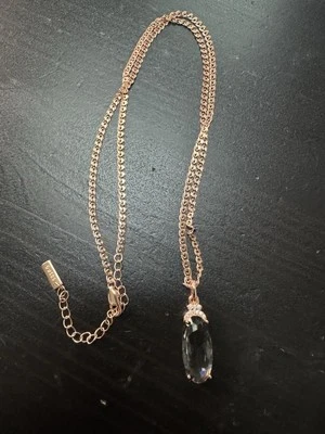 585 14K RG Stamped Smoke Ash Gray Oval Gemstone Pendant 19” Necklace Clasp Chain - Image 1 of 4