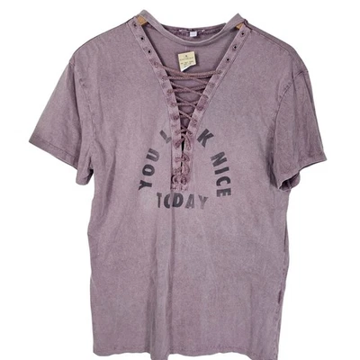 Don't Ask Why Camiseta Italiana Gráfica con Cordones M Morado Brezo 100% Algodón Informal Foto 1 de 4