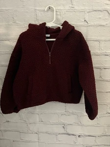 Old Navy Solid Red-ish Brownish Pullover Hoodie 100% Polyester Girl's Size S 6/7 - Picture 1 of 7