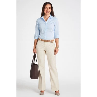 Pantalones bootcut de tiro bajo a rayas marfil talla 2 Banana Republic para mujer Foto 1 de 4