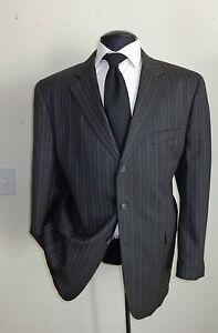 Jack Victor Charcoal Gray Striped 3 button Jacket 44 R